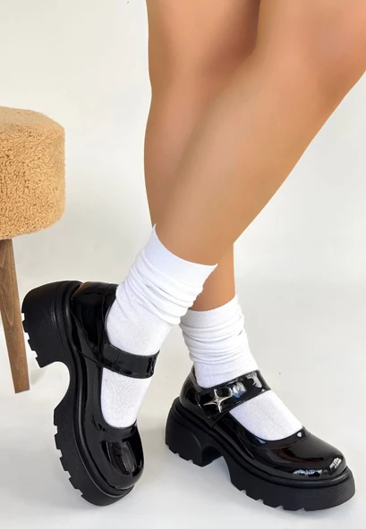 Siyat Siyah Rugan Dolgu Topuk Oxford Ayakkabı - Resim 7