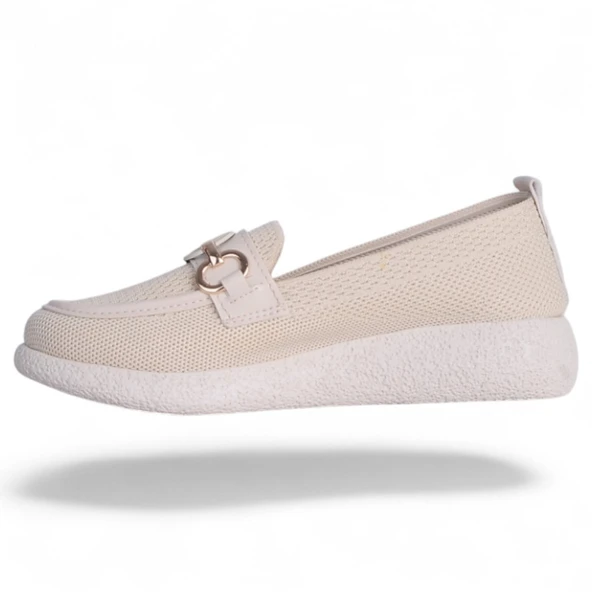 Abboud 2154 Krem Kadın Babet Ayakkabı - 3