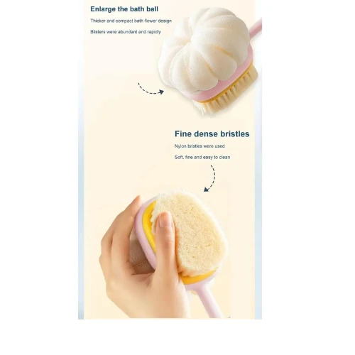 Mucit Home 2'si 1 Arada Kıl Ve Lif Kabağı iİe Duş Vücut Fırçası Uzun Saplı Sırt Fırçası-1 ADET - Resim 2