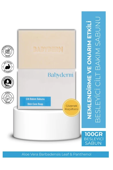 BABYDERM Cilt Bakım Sabunu 100gr Aleo Vera, B5(Panthenol) Içeriği Ile Gözenek Ve Karşıtı ürün görseli