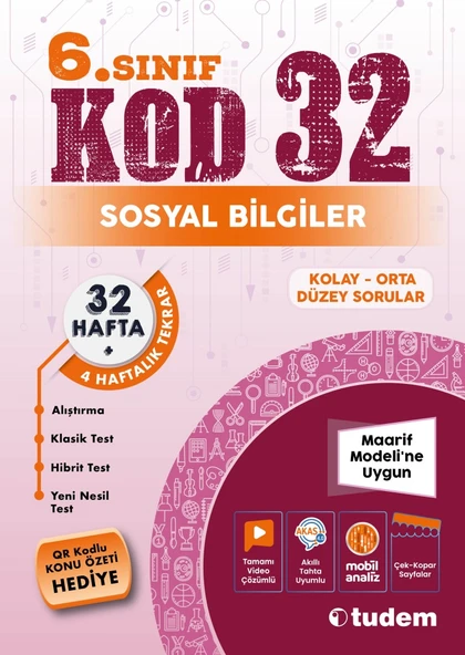 TUDEM YAYINLARI 6. Sınıf Sosyal Bilgiler Kod 32 ürün görseli