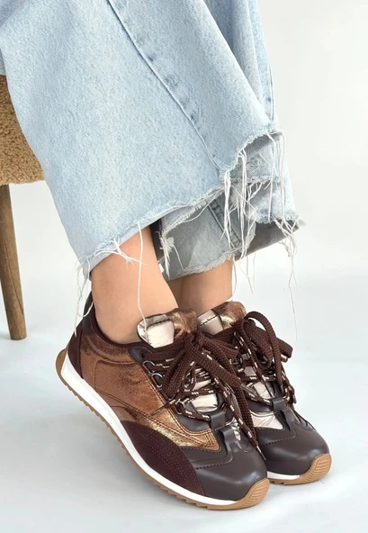 Ranu Kahverengi Cilt Paraşüt Detaylı Bağcıklı Spor Ayakkabı - 3