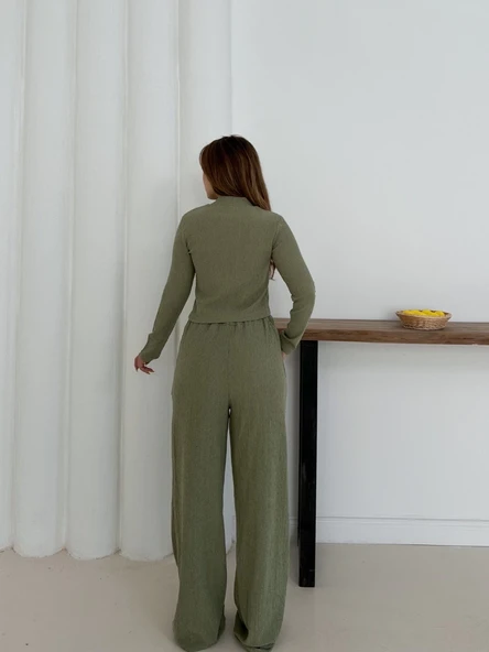 Balıkçı yaka örme takım mint - Resim 11