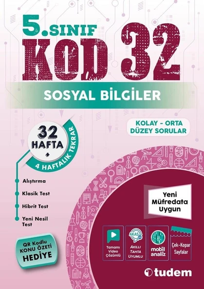 TUDEM YAYINLARI 5. Sınıf Sosyal Bilgiler Kod 32 ürün görseli