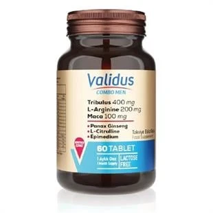 Validus Combo-Men Tribulus 400 mg + L-Arginine 200 mg + Maca 100 mg 60 Tablet ürün görseli