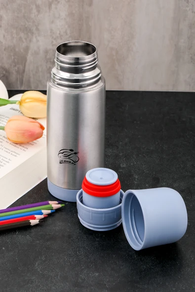 Cooker çelik matara termos  - çelik su çay termosu 300 ml. ckr2000 mavi - 3