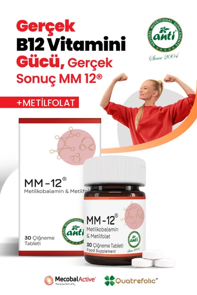 Mm-12® B12Vitamini ve Metil folat Çiğneme Tableti