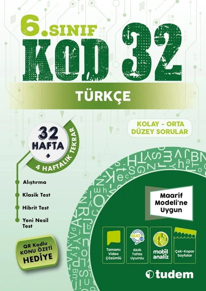 TUDEM YAYINLARI 6. Sınıf Türkçe KOD 32 ürün görseli