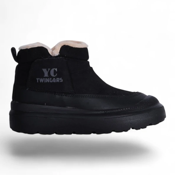 Twincers 2028 Siyah Kadın Kışlık Düz Bot Ayakkabı - 2
