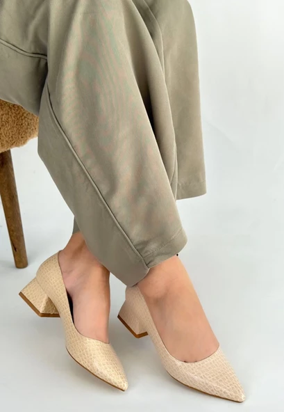 Meort Bej Rugan Topuklu Ayakkabı - Resim 11