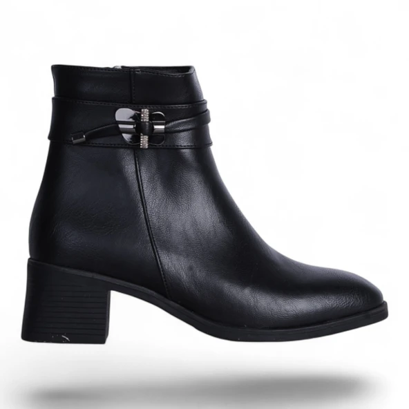 Scarletta M-460 Siyah Cilt Kışlık Kadın Bot Ayakkabı - 5