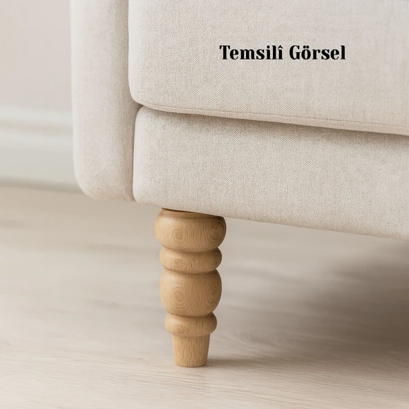 Bohem 17 cm  4'lü Set Boyasız Ham Doğal Ahşap Ayak Silindir Mobilya Koltuk Kanepe Ayağı Aparat Dahil - Resim 8