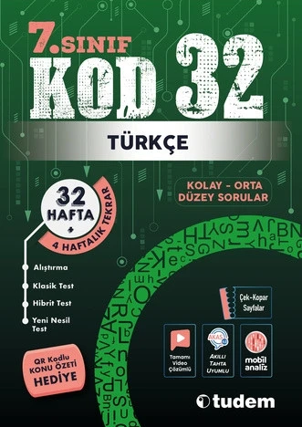 TUDEM YAYINLARI 7. Sınıf Kod 32 Türkçe ürün görseli