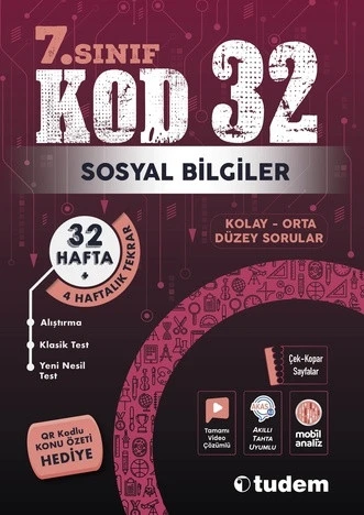 TUDEM YAYINLARI 7. Sınıf Kod 32 Sosyal Bilgiler ürün görseli