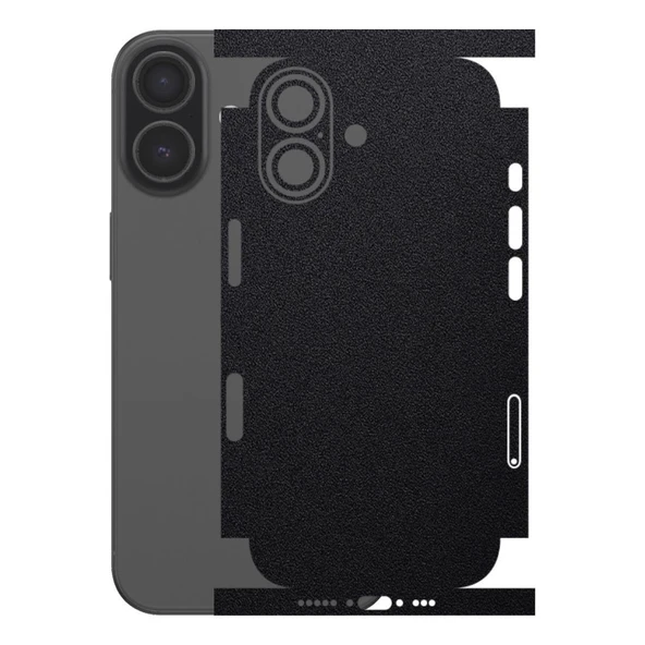 Iphone 17 5G ile Uyumlu Arka Kaplama 360 Deri Desenli Siyah