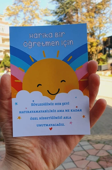 Özel gün 24 Kasım - Öğretmenler Günü Tebrik Kartı 4 Lü - Not Kartı -hediye kartı- tek yüzlü teşekkür kartı - Resim 6