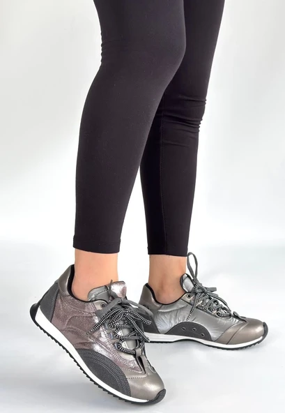 Ranu Platin Cilt Paraşüt Detaylı Bağcıklı Spor Ayakkabı - Resim 2