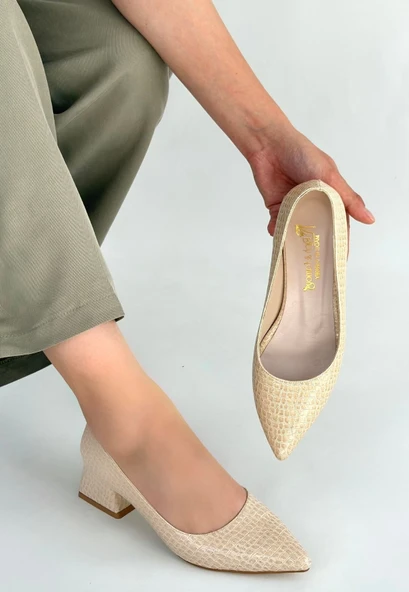 Meort Bej Rugan Topuklu Ayakkabı - Resim 10