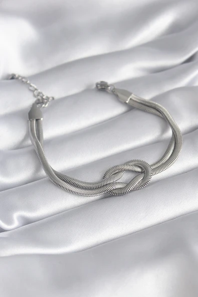 316L Çelik Çelik Gold Renk İtalyan Zincir Düğüm Model Kadın Bileklik ürün görseli 1