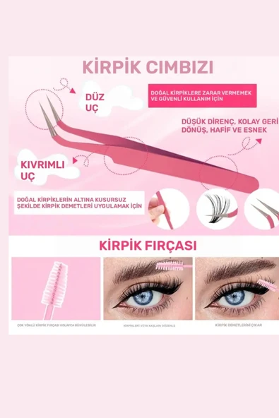 800 Parça Kendin Yap Kirpik Seti – 9-16mm Küme Kirpikler, Cımbız, Fırça ve Yapıştırıcı ile Birlikte Büyük Kapasiteli Kitap Seti - 9