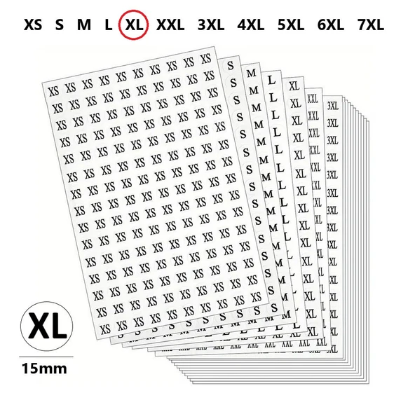 XL-Mağaza Giysi, Beden Etiket Çapı-15mm Kendinden Yapışkanlı (300 adet) Yuvarlak Boyut Etiket ürün görseli 1