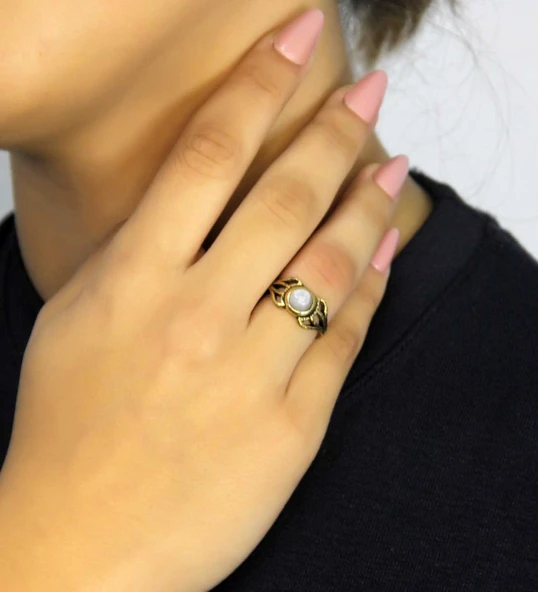 Doğal Taş Aytaşı Doğal Taşlı Antik Model Kadın Ayarlanabillir Yüzük euy79ay ürün görseli