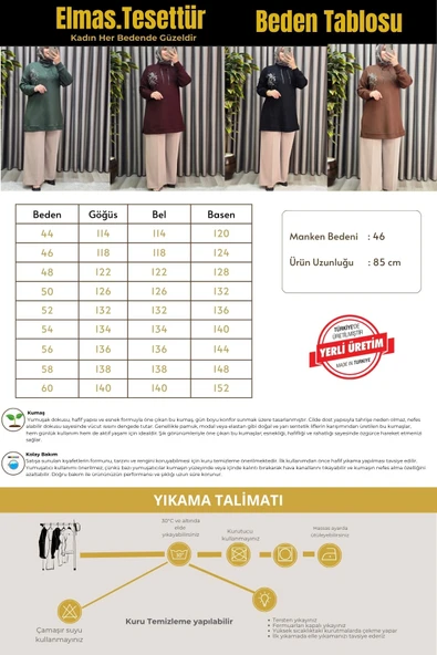 Kadın Büyük Beden Zincir Detaylı Taş İşlemeli Rahat Kalıp Esnek Kumaş Tunik - Resim 2