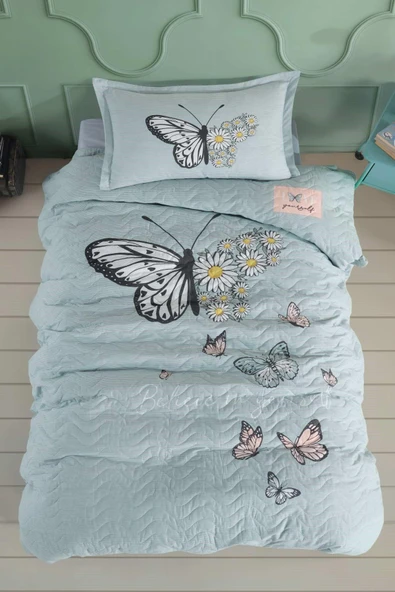 Clasy %100 Pamuk Dört Mevsim Set Tek Kişilik Daisy Love V1 Mint ürün görseli