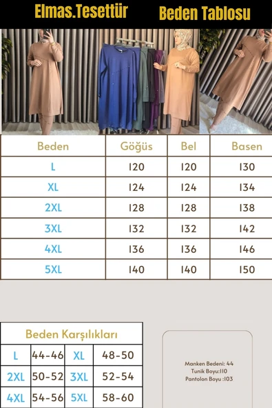 Kadın Tesettür Giyim Büyük Beden Mihra Pantolonlu İkili Takım - Resim 9