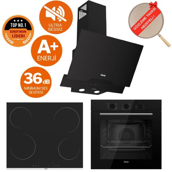 Ferre NEO Ultra Sessiz Vitroseramik Elektrikli Ankastre Set (D063-SA + MS 261+ QBL62CS  ) ürün görseli