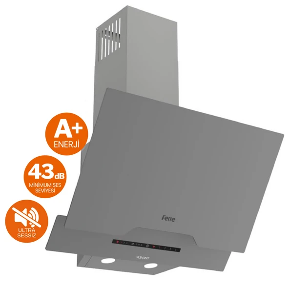 Ferre FlowArt Via Vitroseramik Elektrikli Gri  Ankastre Set ( D065-SA Sessiz + MS261 + QBL62CPR) - Resim 2