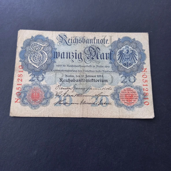 Escoines Koleksiyon 3996368f4225490274 1914 Almanya N.051 serisi 20Mark ÇT eski yabancı kağıt para ürün görseli 1