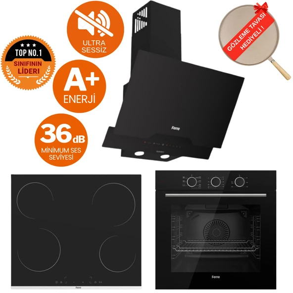 Ferre FryArt&FlowArt Quantum Sessiz Davlumbaz Elektrikli Siyah Ank. Set (D063-SA + MS261 + QXE62CS) ürün görseli