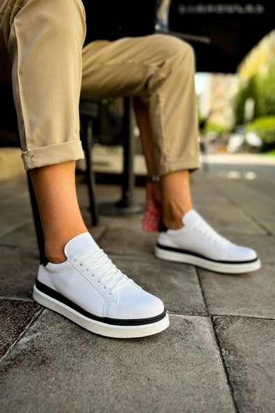 CH979 - Santoni GBT Spor Erkek Ayakkabı BEYAZ/SIYAH - 3