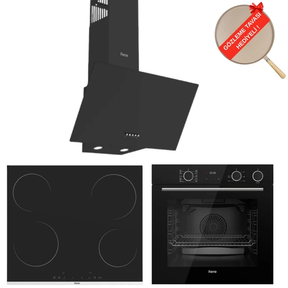 Ferre FryArt&Buharlı Fırın Altro FlowArt Elektrikli 3'lü Siyah Ank. Set (D086 + MS261 + XE64CS) ürün görseli
