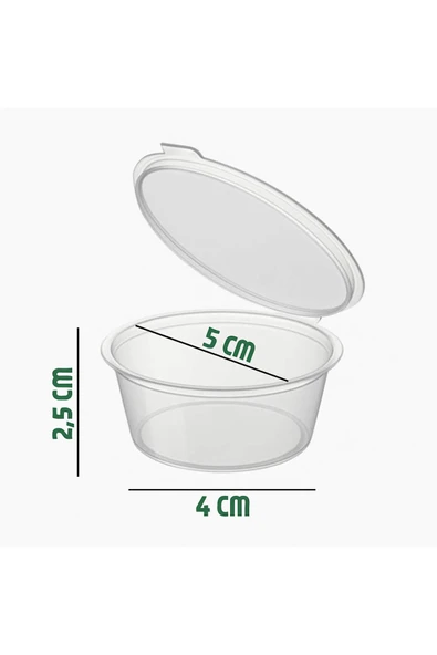 100’lü Set-30 ml Kendinden Kapaklı Şeffaf Sosluk – Sızdırmaz, Sıcağa Dayanıklı, Tekrar Kullanılabilir - 7
