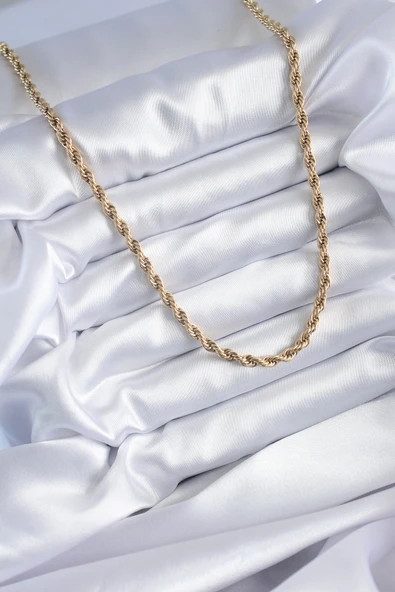 316L Çelik Gold Renk 60 cm Burgu Model Kadın Kolye - Resim 2