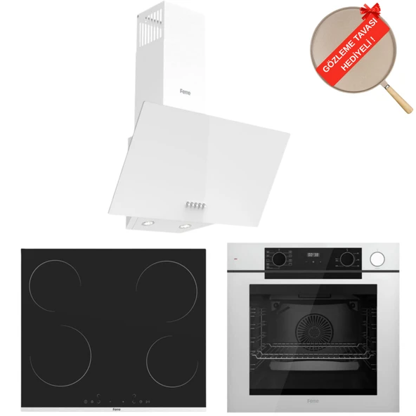 Ferre FryArt&Buharlı Fırın Vento FlowArt Elektrikli 3'lü Beyaz Ank. Set  (D087 + MS261 + QEP64CB) ürün görseli