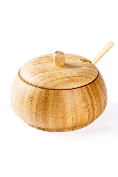 Tantitoni Bambu Kaşıklı Şekerlik Seti 13.5x13x9cm ürün görseli 1
