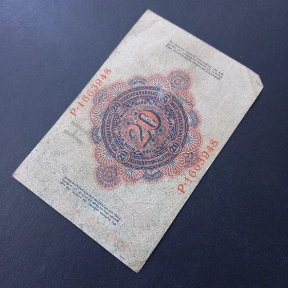 Escoines Koleksiyon 3996368f550d5094dd 1914 Berlin P.166 serisi 20Mark ÇT eski yabancı kağıt para - Resim 4