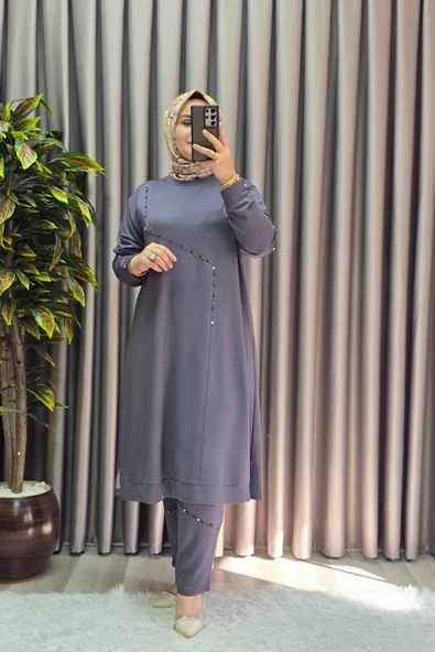 Kadın Tesettür Giyim Büyük Beden Mihra Pantolonlu İkili Takım - Resim 4