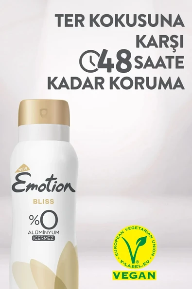 3 Adet Emotion Bliss Kadın Vegan Deodorant 150 Ml Hızlı Kurur , Leke Bırakmaz - Resim 3