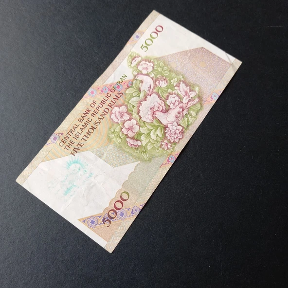 Escoines Koleksiyon 3996368f43893486b2 5000 Riyal Sürsajlı Haliyle eski yabancı kağıt para - Resim 5