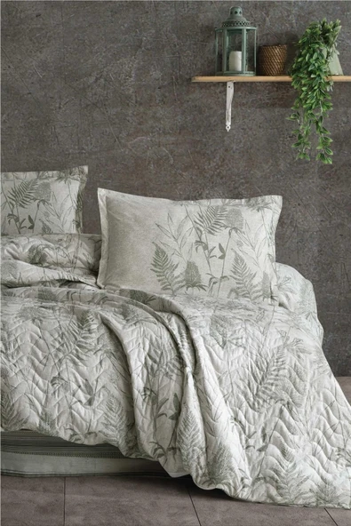 Clasy %100 Pamuk Çift Kişilik Dört Mevsim Seti Tuva V1 Yeşil - Resim 2