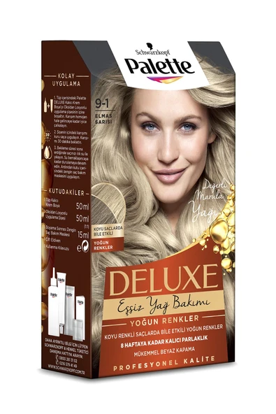 Palette Deluxe Yağ Bakımlı Saç Boyası 9-1 Küllü Sarı - Resim 3