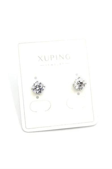 Büyük Boy Tek Taş Küpe - Gümüş