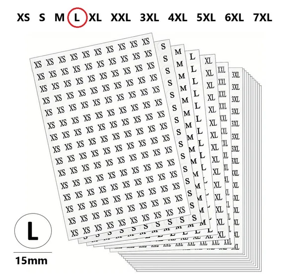 L-Mağaza Giysi, Beden Etiket Çapı-15mm Kendinden Yapışkanlı (300 adet) Yuvarlak Boyut Etiket ürün görseli 1