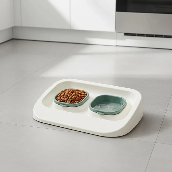 MDB Mikopet Yeşil 2'si 1 Arada Mama Ve Su Kabı - Resim 4