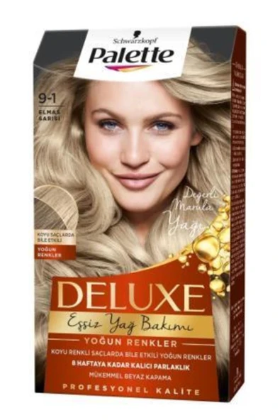 Palette Deluxe Yağ Bakımlı Saç Boyası 9-1 Küllü Sarı - Resim 2