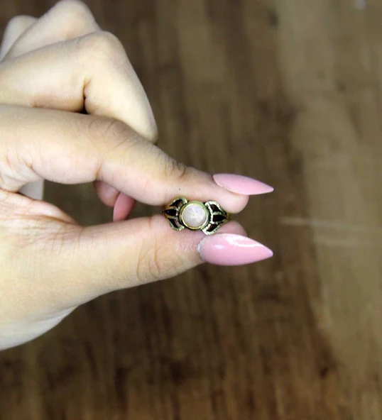 Doğal Taş Aytaşı Doğal Taşlı Antik Model Kadın Ayarlanabillir Yüzük euy79ay - Resim 3